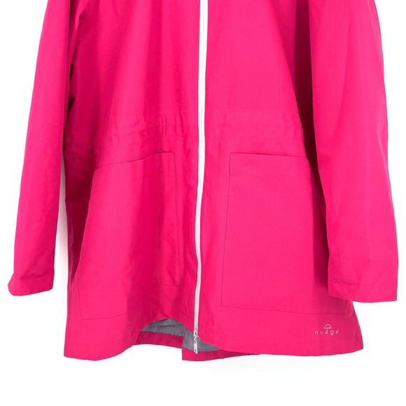 Nuage AtmoDry Hooded Rain Jacket Sz XL Pink Waterproof Long Breathable Bright - Picture 8 of 15